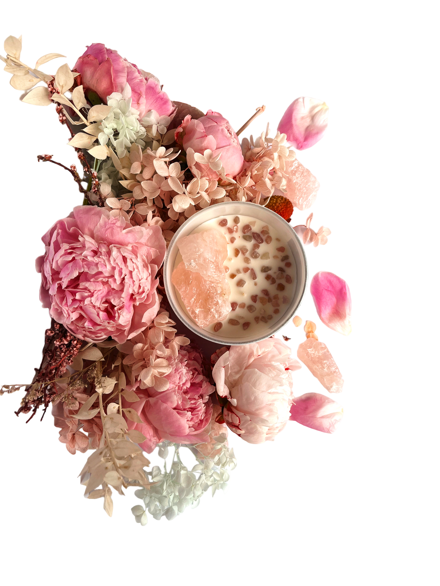 LOVE LIGHT ROSE QUARTZ CRYSTAL CANDLE