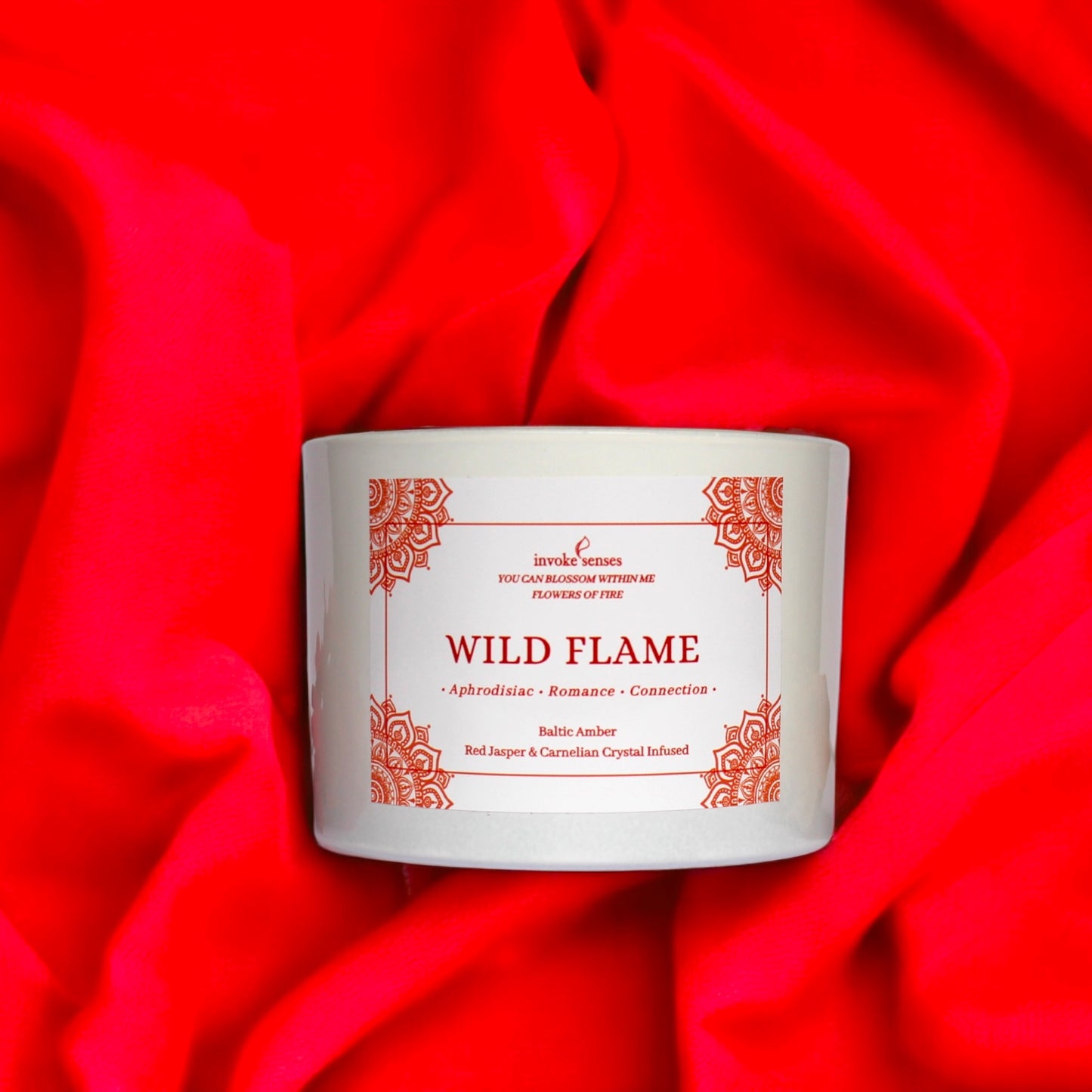 WILD FLAME RED JASPER & CARNELIAN CRYSTAL CANDLE