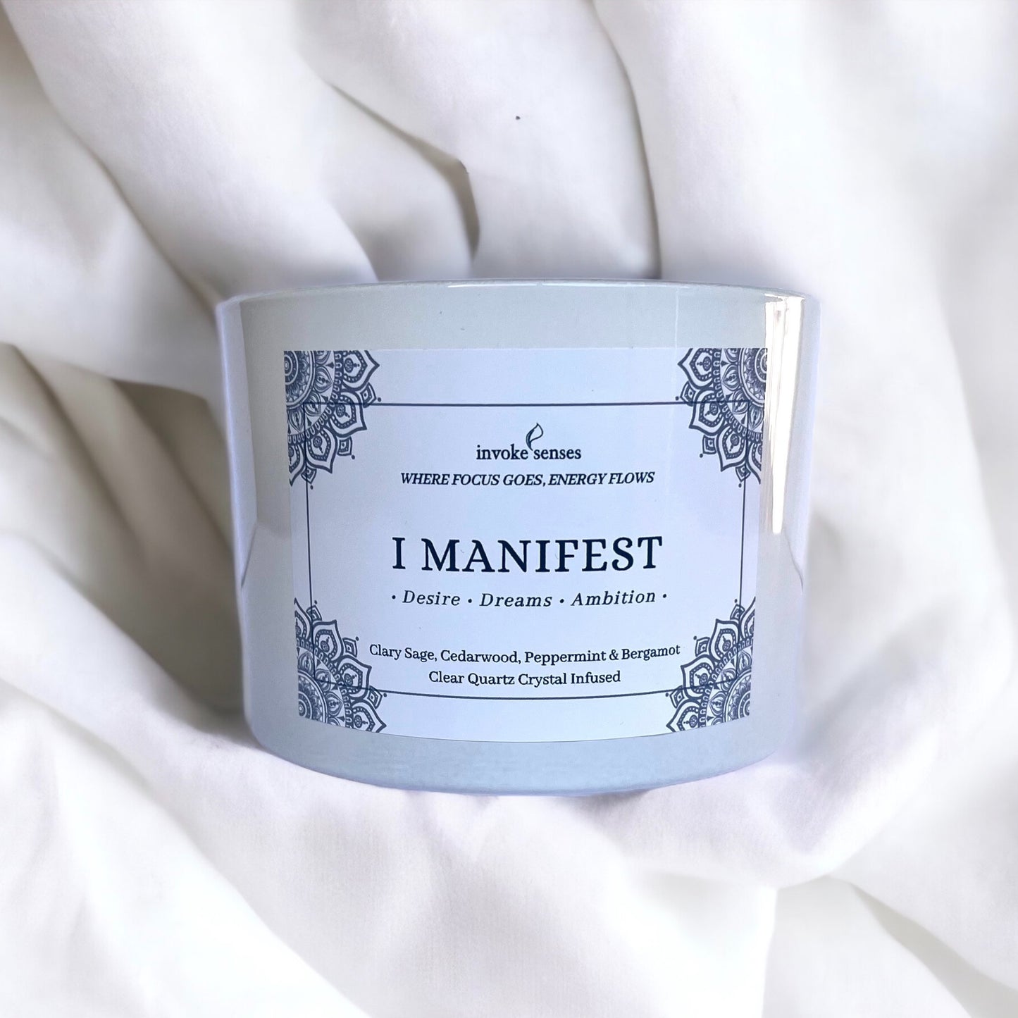 I MANIFEST CLEAR QUARTZ CRYSTAL CANDLE