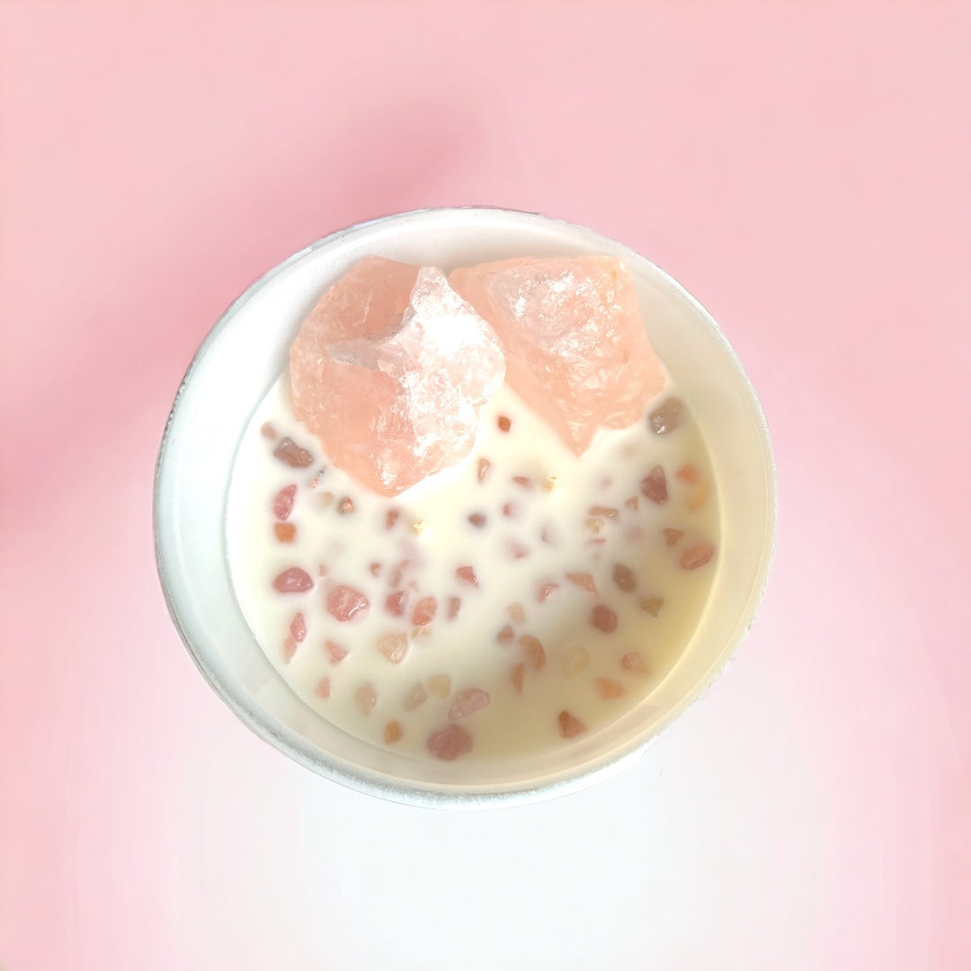 LOVE LIGHT ROSE QUARTZ CRYSTAL CANDLE